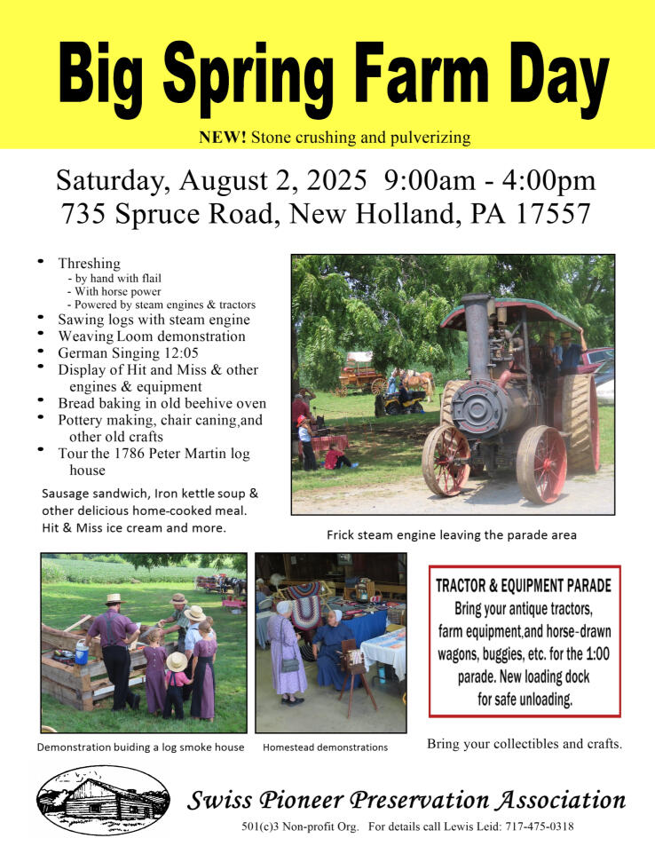 Farm Day Farm Day, Saturday August 2, 2025 at Big Spring Farm
